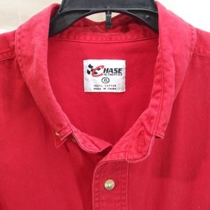Chase Authentic Red Vintage Button Down Shirt.